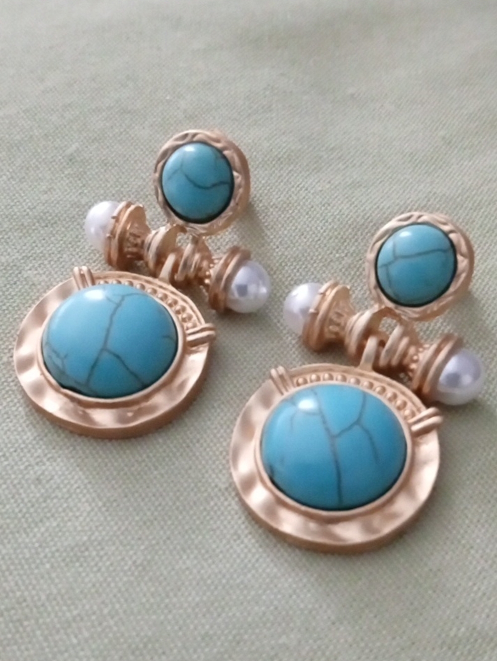 Turquoise Pearl Earrings